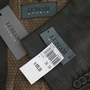 Luigi Bianchi Lubiam Brown Gray Blue Plaid suit